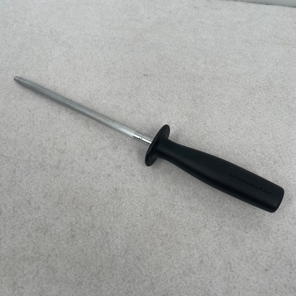KitchenAid Knife Sharpening Steel Rod Black Handle Stainless Steel 9 Inch Rod